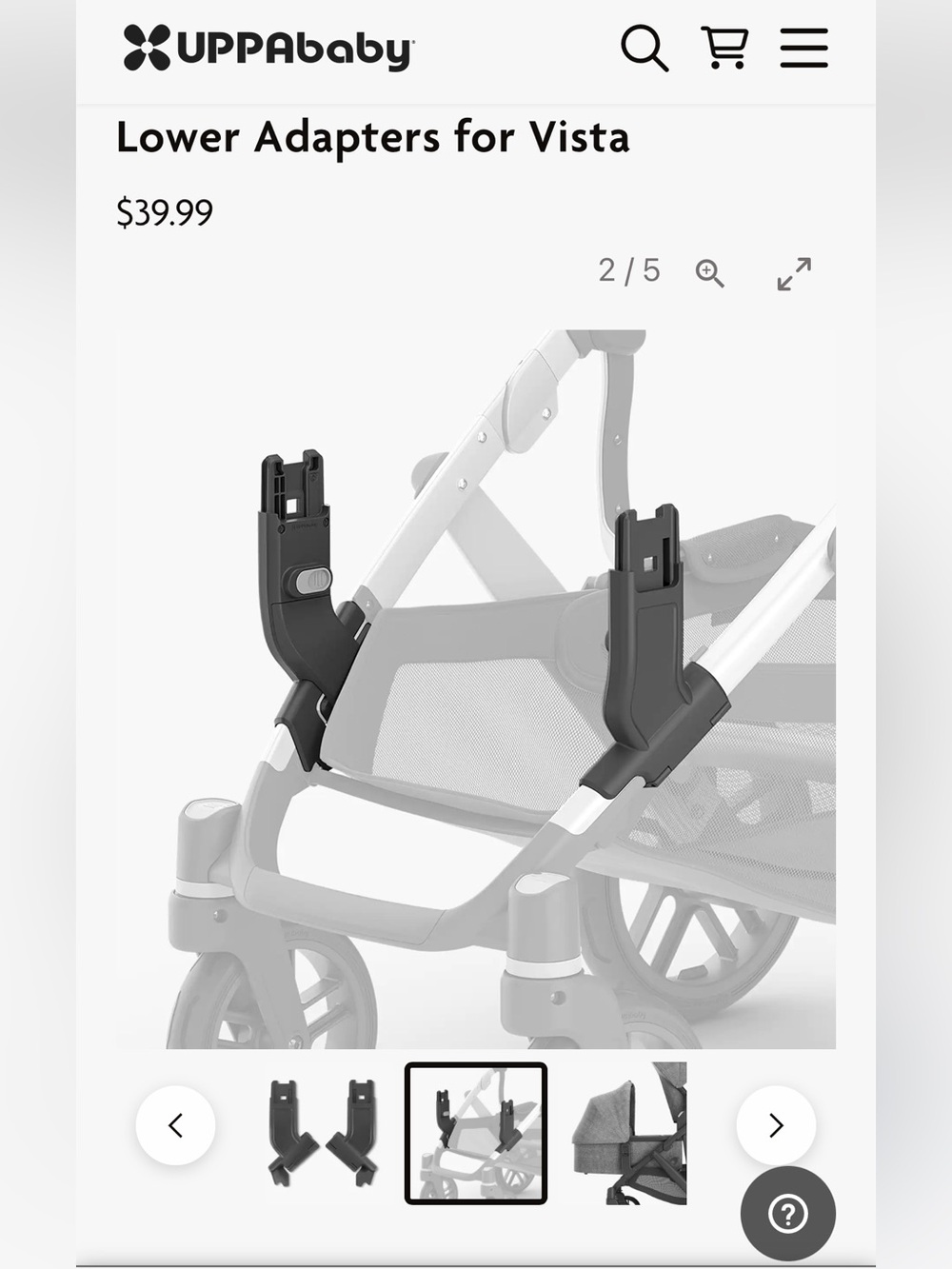 Uppababy Stroller Lower Adapters in Gray